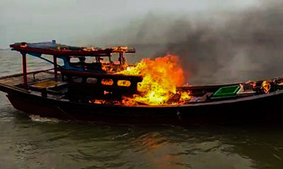 Nelayan Panipahan Rokan Hilir Bakar Kapal Ikan Asal Sumut, Ini Penyebabnya